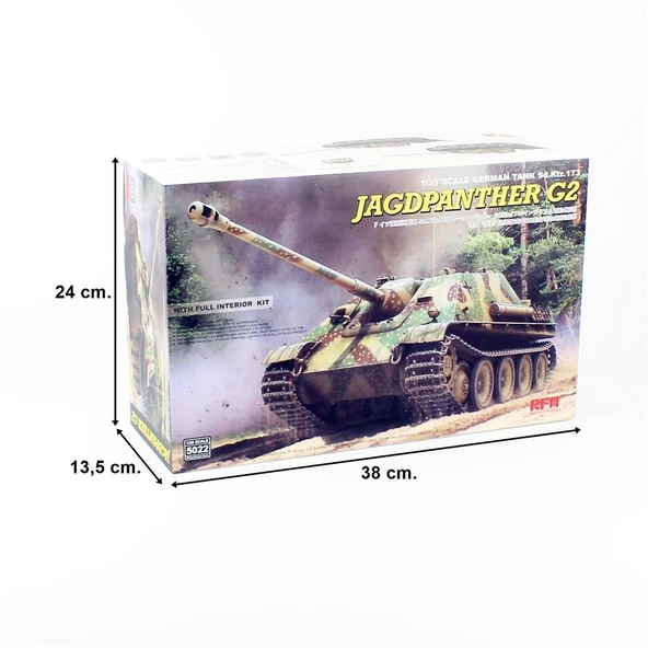 RFM 5022 1/35 Ölçek, Jagdpanther G2, İç Detaylı İmha Tanklı, Plastik Model kiti - Resim 5