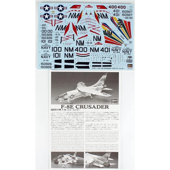 Hasegawa PT25 7225 1/48 Ölçek, F-8E Crusader, Savaş Uçağı Plastik Model Kiti - Resim 4