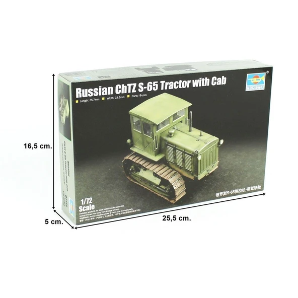 Trumpeter 07111 1/72 Ölçek, Rus ChTZ S-65 Paletli ve Sürücü Kabinli Traktör, Plastik Model Kiti - Resim 5