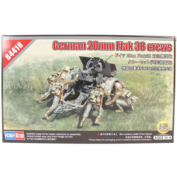 HobbyBoss 84418 1/35 Ölçek, Alman 20mm Flak 38 Topçuları, Plastik Figür Kiti ürün görseli 1