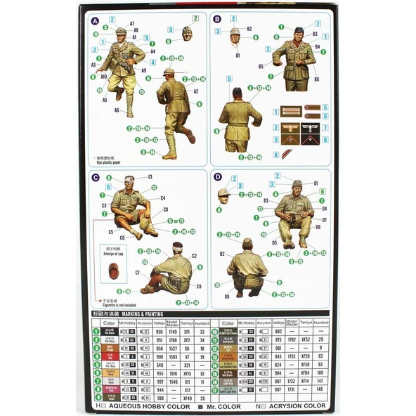 HobbyBoss 84409 1/35 Ölçek, Alman Afrika Tank Mürettebatı, Plastik Figür Kiti - Resim 2