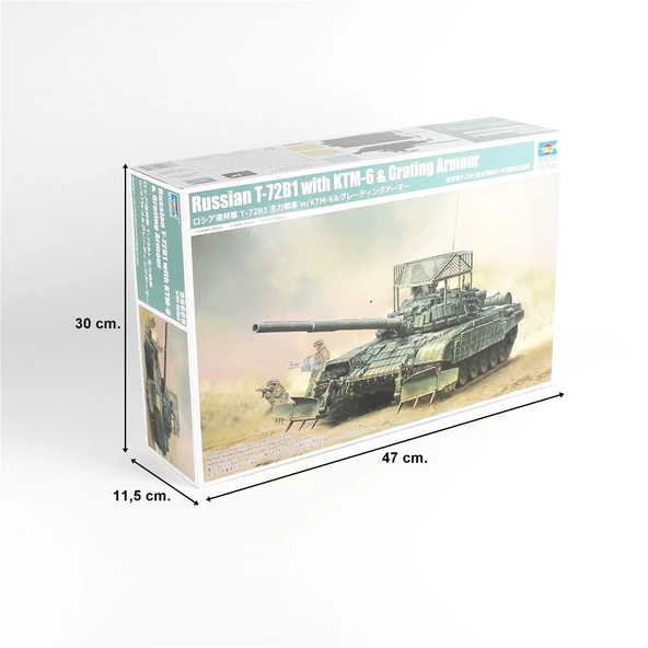 Trumpeter 09609 1/35 Ölçek, Rus T-72B1 Ana Muharebe Tankı ve KTM-6 Izgara Zırhlı, Plastik Model Kiti - Resim 5