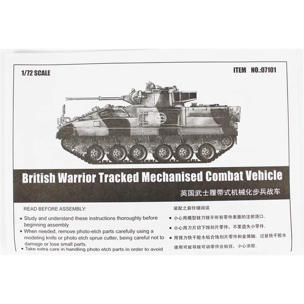 Trumpeter 07101 1/72 Ölçek, İngiliz Paletli Mekanize Zırhlı Aracı, Plastik Model Kiti - 4
