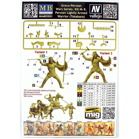 Masterbox 32021 1/32 Ölçek, Yunan Pers Savaşları, Pers Tabakara Savaşçısı, Plastik Figür Kiti - Resim 3