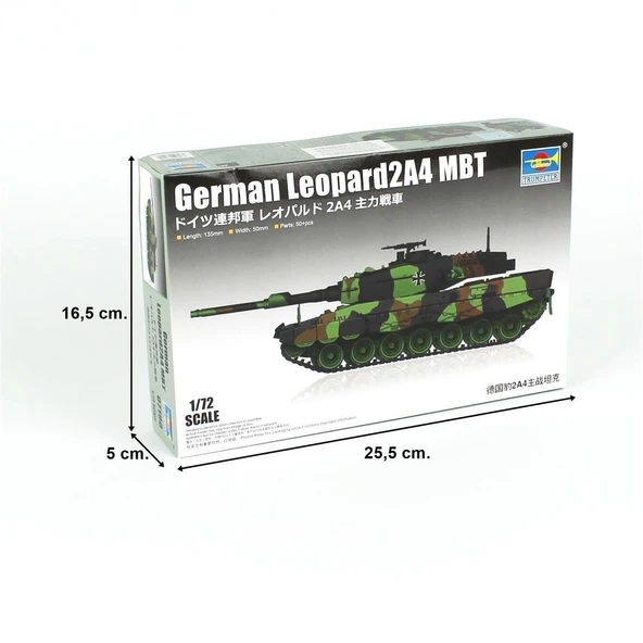 Trumpeter 07190 1/72 Ölçek, Alman Leopard 2A4 Ana Muharebe Tankı, Plastik Model Kiti - Resim 4