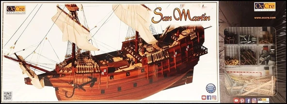 Occre 13601 1/90 Ölçek, San Martin, 66 cm. Yelkenli İspanyol Kalyonu, Ahşap Model Kiti ürün görseli