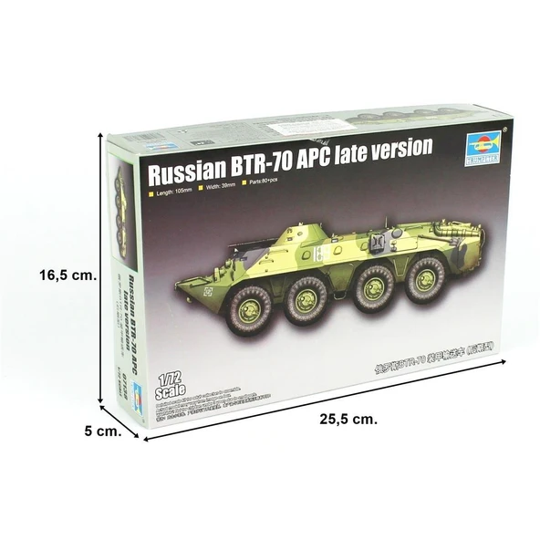 Trumpeter 07138 1/72 Ölçek, Rus BTR-70 APC (Geç Dönem) Zırhlı Personel Taşıyıcı, Plastik Model Kiti - 5