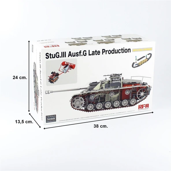 RFM 5088 1/35 Ölçek, StuG.III Ausf.G, Geç Dönem Tankı, İç Detaylı, Plastik Model kiti - Resim 5
