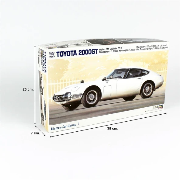 Hasegawa HC1 21101 1/24 Ölçek, Toyota 2000GT 1967, Otomobil Plastik Model Kiti - Resim 5