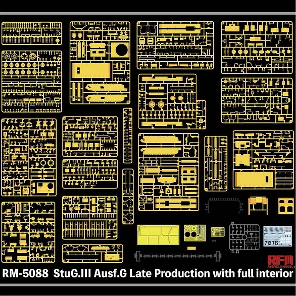 RFM 5088 1/35 Ölçek, StuG.III Ausf.G, Geç Dönem Tankı, İç Detaylı, Plastik Model kiti - Resim 2