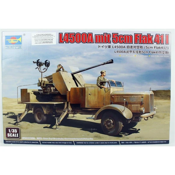 Trumpeter 09595 1/35 Ölçek, L4500A ve 5cm Flak 41-II Askeri Aracı,Plastik Model Kiti ürün görseli