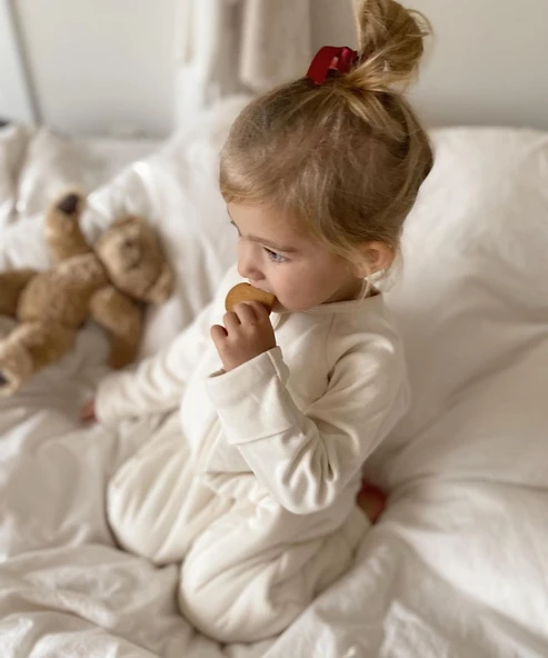 Naturaborn OCS Organik Sertifikalı Kapitoneli Dolgulu Fermuarlı Manşetli Bebek PJ Tulum - 7