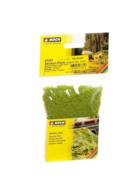 Noch 7331 Dokulu İnce Flock, Açık Yeşil, 3 mm. 20 Gram Diorama Malzemesi - Resim 3