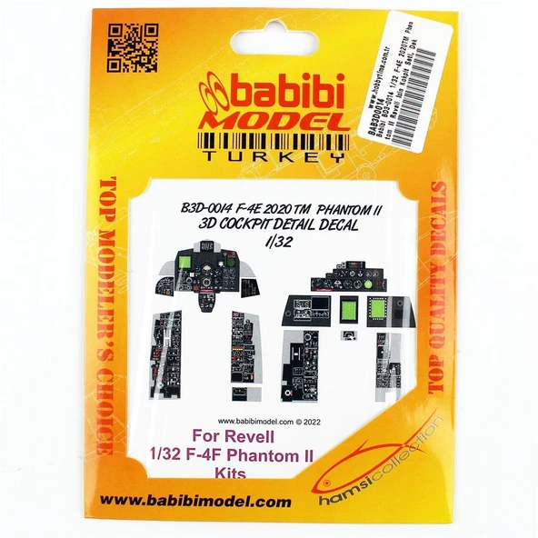 Babibi BD3-0014 1/32 Ölçek, F-4E 2020TM Phantom II Revell İçin Kokpit Seti, Dekal Çıkartma ürün görseli