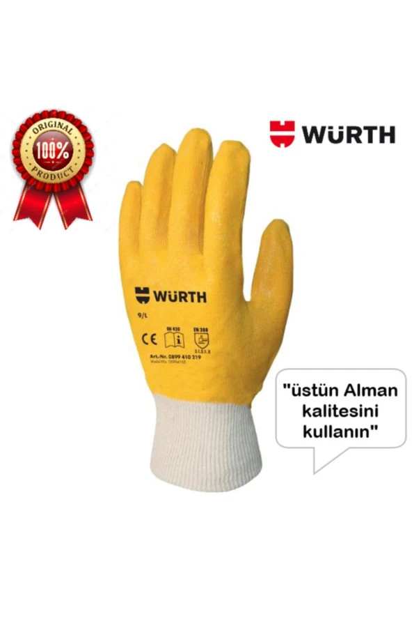 Würth Sarı Nitril İş Eldiven 9/L 1 Çift