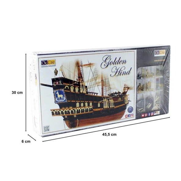 Occre 12003 1/85 Ölçek, Golden Hint, 64 cm. Yelkenli İngiliz Keşif Gemisi, Ahşap Model Kiti - Resim 5