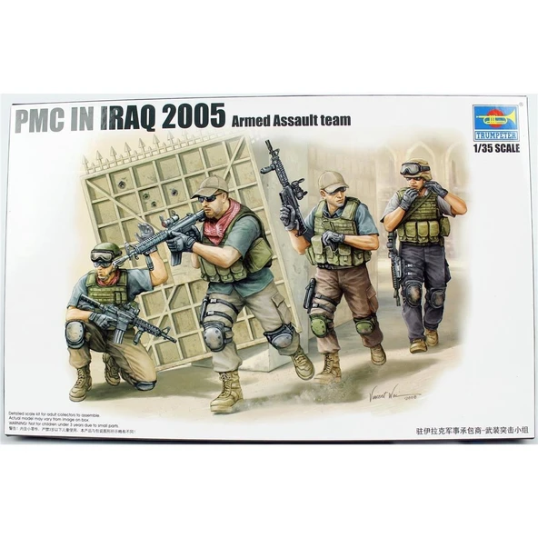 Trumpeter 00419 1/35 Ölçek, PMC Saldırı Timi Irak'ta (2005) Figürleri Plastik Model Kiti ürün görseli 1