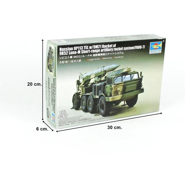 Trumpeter 07179 1/72 Ölçek, Rus 9P113 Kamyon ve 9M21  (9K52 Luna-M) Kısa Menzilli Füze Sistemi (FROG-7), Plastik Model Kiti - 5