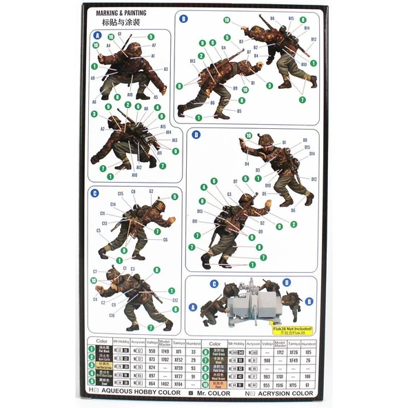 HobbyBoss 84418 1/35 Ölçek, Alman 20mm Flak 38 Topçuları, Plastik Figür Kiti - Resim 2