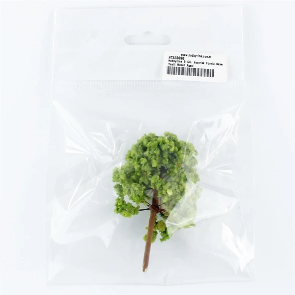 Hobbytime 9 Cm. Yuvarlak Formlu Bahar Yeşili Ağacı Modeli, 2 Adet - Resim 2