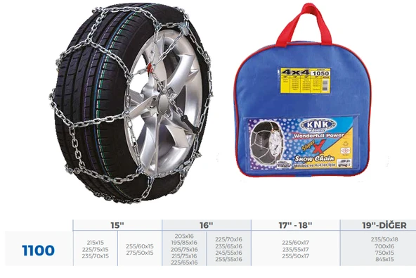 KNK4 1100 PATİNAJ ZİNCİRİ TAKMATİK TRANSİT MİNİBÜS-MB JEEP ZİNCİR EBATLARI İÇİN RESİME BAKINIZ ürün görseli 1