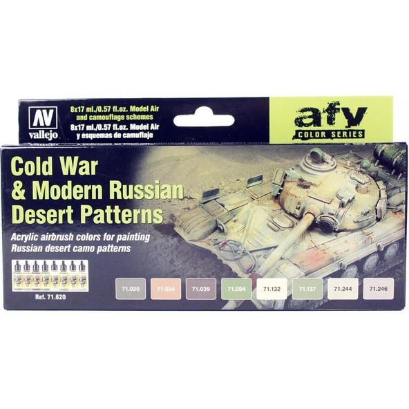 Vallejo 71620 8x18 ml. Cold War & Modern Russian Desert Patterns, Model Air Serisi Model Boyası Seti ürün görseli
