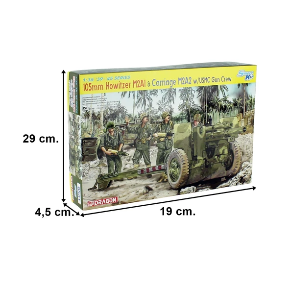 Dragon 6531 1/35 Ölçek,,105mm Howitzer M2A1 Top ve M2A2 Römork ile Mürettebatı, Plastik Model Kiti - Resim 5