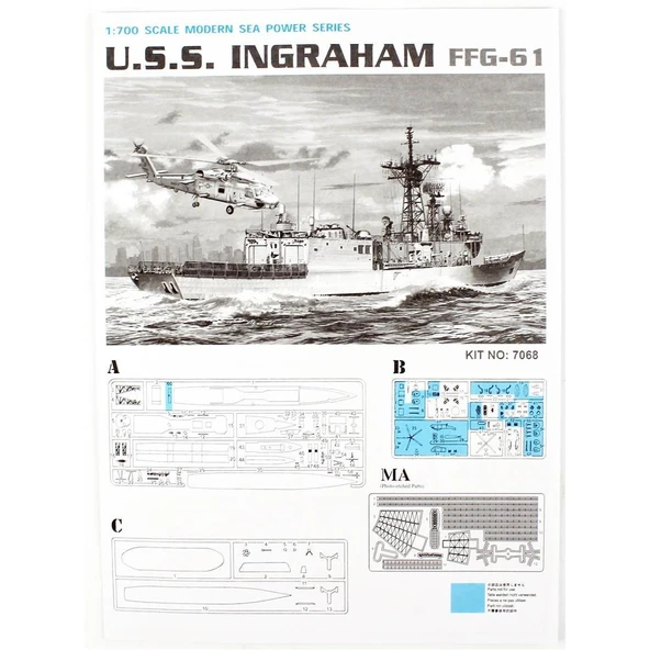 Dragon 7068 1/700 Ölçek, U.S.S. Ingraham FFG-61, Klasik Tahrikli Füze Firkateyni Plastik Model Kiti - Resim 4