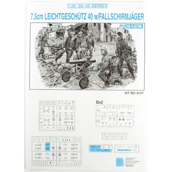 Dragon 6147 1/35 Ölçek, 7.5cm Hafif Silahlar 40 ve Mürettebat, Plastik Model Kiti - Resim 4