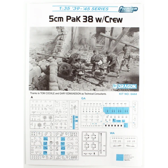 Dragon 6444 1/35 Ölçek,,5cm Pak 38 ve Mürettebat, Plastik Model Kiti - Resim 4