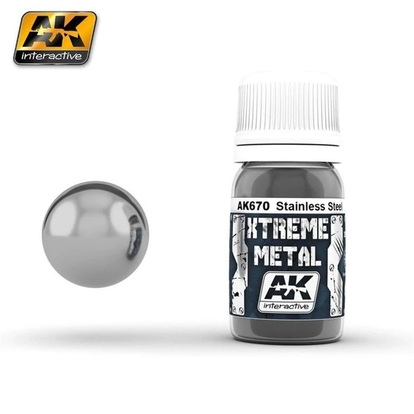 AK 670 30 ml. Paslanmaz Çelik Rengi, Xtreme Metal Serisi Model Boyası ürün görseli 1