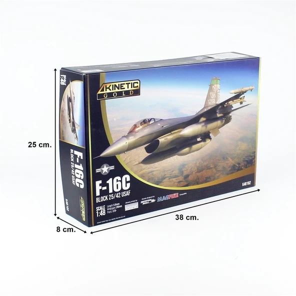 Kinetic K48102 1/48 Ölçek, F-16C Blok 25/42 USAF Savaş Uçağı, Plastik Model kiti - Resim 5