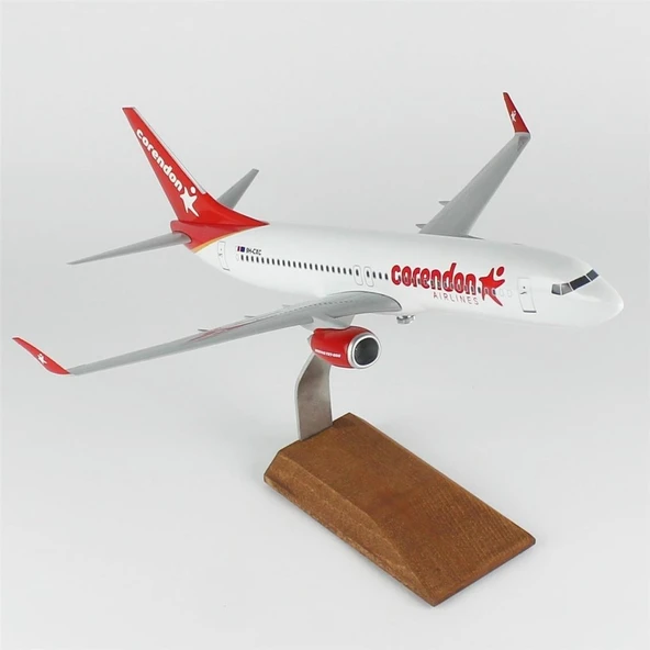THY025 1/100 Ölçek, Corendon Airlines B737-800 Yolcu Uçağı, Sergilemeye Hazır Ahşap Standlı Model ürün görseli