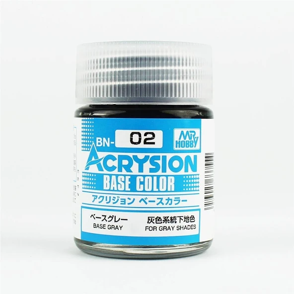 Mr.Hobby BN-02 18 ml. Base Grey, Acrysion Serisi Model Boyası ürün görseli