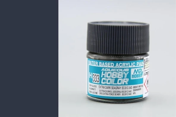Mr.Hobby H-333 10 ml. Extra Dark Seagray BS381C/640, Aqueous Serisi Model Boyası ürün görseli