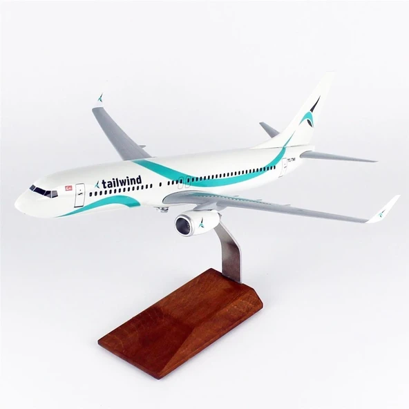 THY024 1/100 Ölçek, Tailwind Business B737-800 Yolcu Uçağı, Sergilemeye Hazır Ahşap Standlı Model - Resim 2