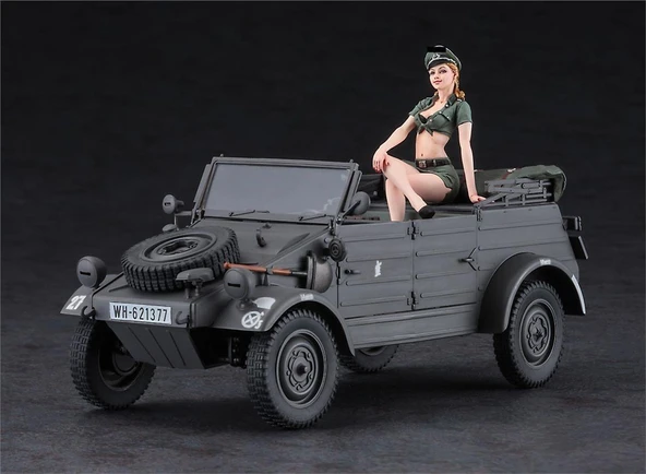 Hasegawa SP453 52253 1/24 Ölçek, Pkw.K1 Kübelwagen Type 82 w/Blond Girl's Figure, Plastik Model Kiti - Resim 2