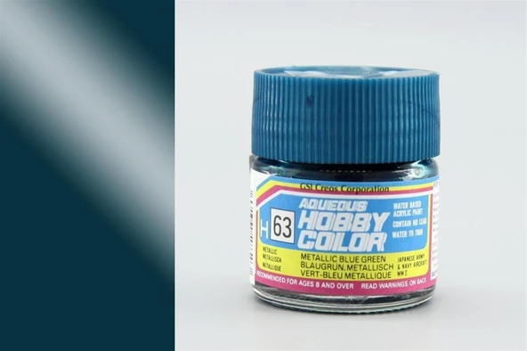 Mr.Hobby H-063 10 ml. Metallic Blue Green, Aqueous Serisi Model Boyası ürün görseli