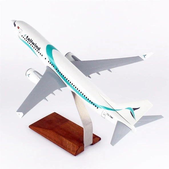 THY024 1/100 Ölçek, Tailwind Business B737-800 Yolcu Uçağı, Sergilemeye Hazır Ahşap Standlı Model - Resim 3