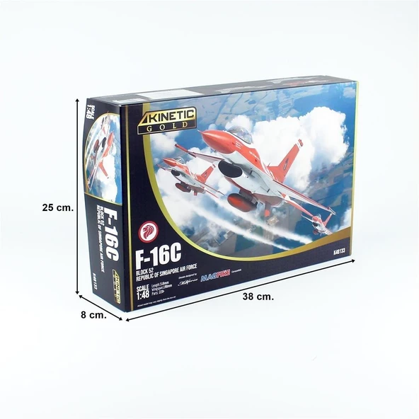 Kinetic K48133 1/48 Ölçek, F-16C Block 52 (Black Knights-Republic of Singapore Air Force) Savaş Uçağı, Plastik Model kiti - Resim 4