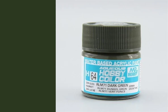 Mr.Hobby H-064 10 ml. RLM71 Dark Green, Aqueous Serisi Model Boyası ürün görseli