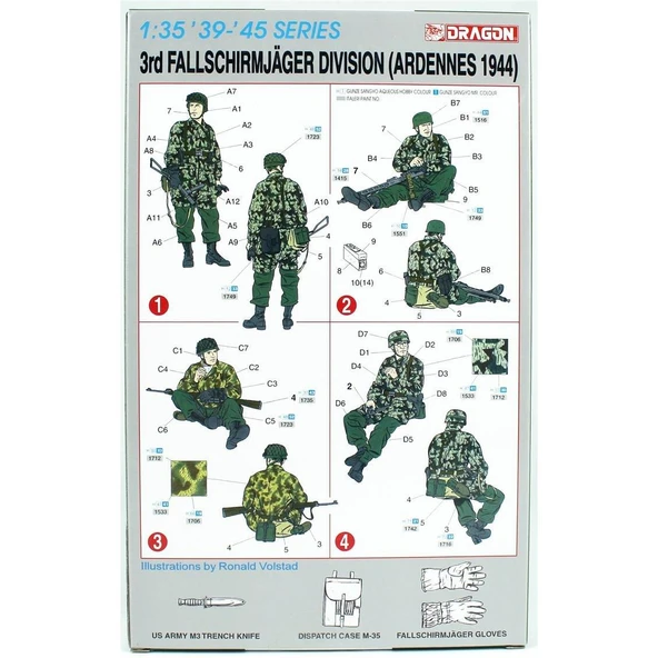 Dragon 6113 1/35 Ölçek, 3.Paraşütcü Timi Figürleri, Plastik Model Kiti - Resim 3