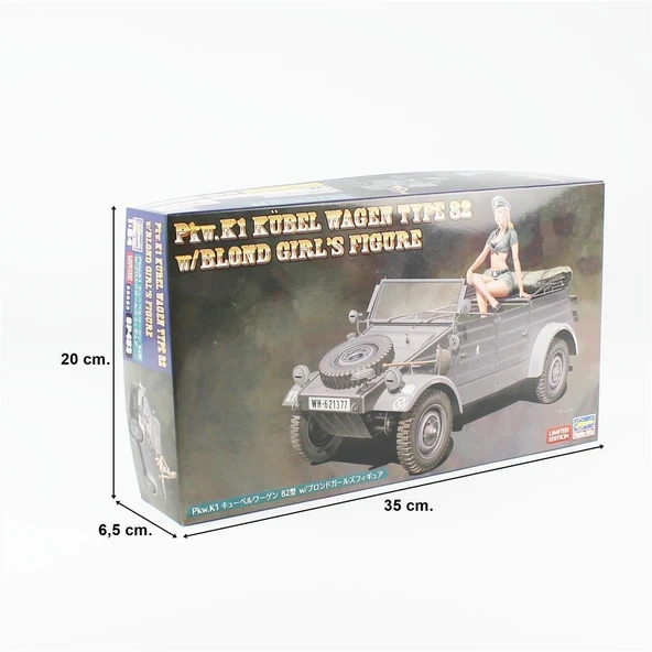 Hasegawa SP453 52253 1/24 Ölçek, Pkw.K1 Kübelwagen Type 82 w/Blond Girl's Figure, Plastik Model Kiti - Resim 5
