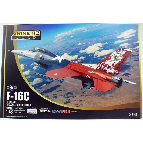 Kinetic K48146 1/48 Ölçek, F-16C TEXAS ANG (ipms 2023) Savaş Uçağı, Plastik Model kiti ürün görseli 1