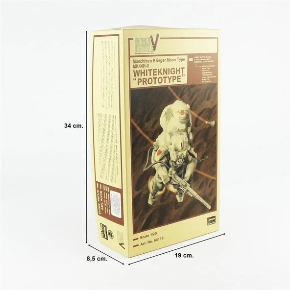 Hasegawa 64112 1/20 Ölçek, Moon Type MK44H-0 Whiteknight (Prototype), Savaş Robotu Bilim Kurgu Plastik Model Kiti - Resim 5