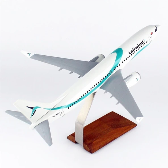 THY024 1/100 Ölçek, Tailwind Business B737-800 Yolcu Uçağı, Sergilemeye Hazır Ahşap Standlı Model - Resim 4