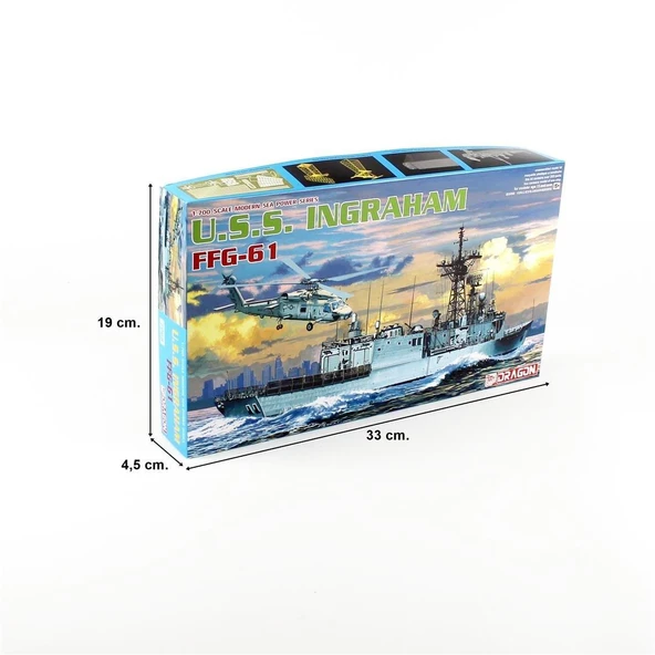 Dragon 7068 1/700 Ölçek, U.S.S. Ingraham FFG-61, Klasik Tahrikli Füze Firkateyni Plastik Model Kiti - Resim 5