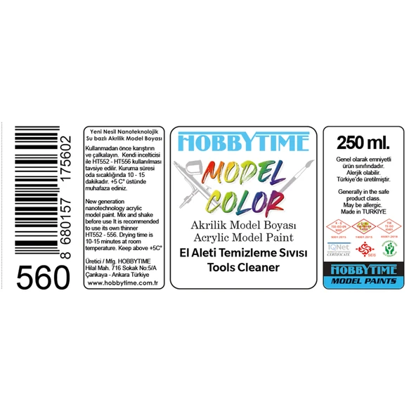 Hobbytime 560 250 ml. El Aleti Temizleme Sıvısı (Tools Cleaner) - Resim 2