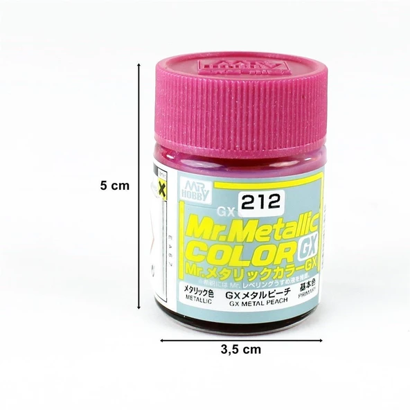 Mr.Hobby GX-212 18 ml. Metallic Peach, Metalik Serisi Model Boyası - Resim 2