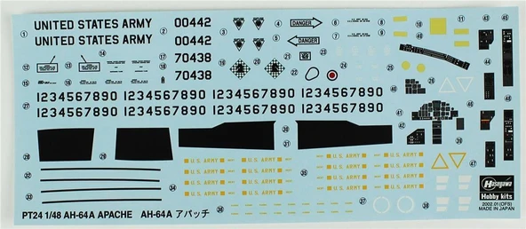 Hasegawa PT24 7224 1/48 Ölçek, AH-64A Apache, Askeri Helikopter Plastik Model Kiti - Resim 4